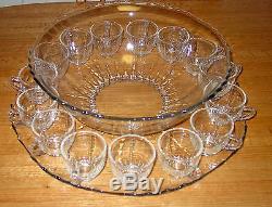 NEW MARTINSVILLE / VIKING RADIANCE PUNCH BOWL, TRAY, CUPS and LADLE
