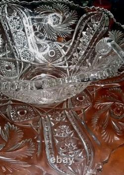 NEW Vintage LE SMITH Pinwheel Glass Punch Bowl, 12 Cups & Ladle BOXED! Db