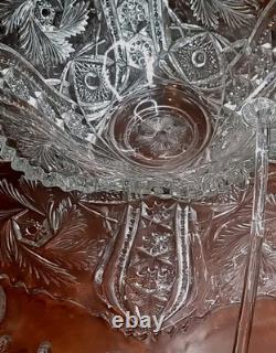 NEW Vintage LE SMITH Pinwheel Glass Punch Bowl, 12 Cups & Ladle BOXED! Db