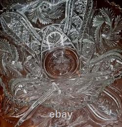 NEW Vintage LE SMITH Pinwheel Glass Punch Bowl, 12 Cups & Ladle BOXED! Db