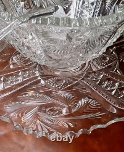 NEW Vintage LE SMITH Pinwheel Glass Punch Bowl, 12 Cups & Ladle BOXED! Db