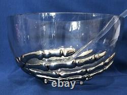 NIB Pottery Barn Skeleton 5 Qt. Punch Bowl with Ladle Halloween Party Bar WOW