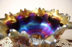 NORTHWOOD CARNIVAL GLASS BANQUET PUNCH BOWL SET GRAPE &CABLE AMETHYST