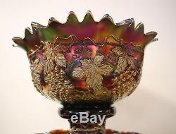 NORTHWOOD CARNIVAL GLASS BANQUET PUNCH BOWL SET GRAPE &CABLE AMETHYST