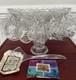 NOS Anchor Hocking Star Of David Punch Bowl Set 12 Cups 12 Hooks Ladle Base-NEW