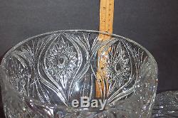 Nachtmann Crystal Florenz Pattern Punch Bowl with Lid & 6 Cups IOB