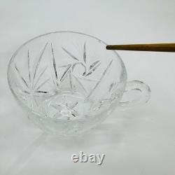 Nachtmann German Lead Crystal Punch Bowl With Lid & 6 Cups Hand Diamond Fan Cut