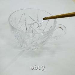 Nachtmann German Lead Crystal Punch Bowl With Lid & 6 Cups Hand Diamond Fan Cut