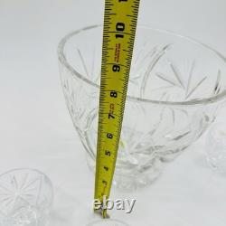 Nachtmann German Lead Crystal Punch Bowl With Lid & 6 Cups Hand Diamond Fan Cut