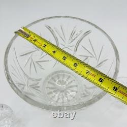Nachtmann German Lead Crystal Punch Bowl With Lid & 6 Cups Hand Diamond Fan Cut