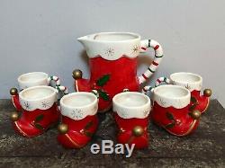 Napco Figurines/Tom & Jerry Set/Santa/Vintage Punch Bowl Set/Christmas Punch Set