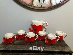 Napco Figurines/Tom & Jerry Set/Santa/Vintage Punch Bowl Set/Christmas Punch Set