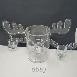 National Lampoon's Christmas Vacation Glass Moose Punch Bowl & 2 Mugs