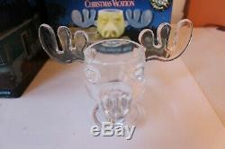 National Lampoon's Christmas Vacation Moose Mug Glass Punch Bowl & 6 Glass Mugs
