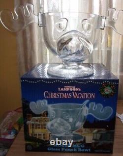 National Lampoon's Christmas Vacation Moose mug glass punch bowl IOB 136oz AS IS