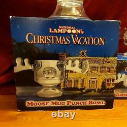 National Lampoons Christmas Vacation Moose Punch Bowl & Clark Griswold Mug Glass