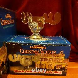 National Lampoons Christmas Vacation Moose Punch Bowl & Clark Griswold Mug Glass