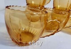 New Martinsville Amber Radience 12 Piece Punch Bowl Ball Vase Set