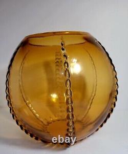 New Martinsville Amber Radience 12 Piece Punch Bowl Ball Vase Set