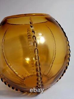 New Martinsville Amber Radience 12 Piece Punch Bowl Ball Vase Set