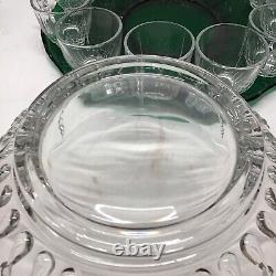 New Martinsville Radiance Emerald Green to Clear 15 Pieces Punch Bowl Set