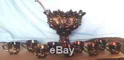 Northwood Acora Burr Amethyst Carnival punch bowl Mint 9 cups Laddle