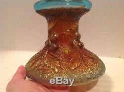 Northwood Acorn Burrs Carnival Glass Punch Bowl Base Aqua Opalescent Very Rare