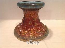 Northwood Acorn Burrs Carnival Glass Punch Bowl Base Aqua Opalescent Very Rare