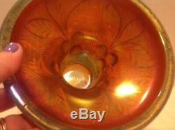 Northwood Acorn Burrs Carnival Glass Punch Bowl Base Aqua Opalescent Very Rare