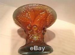 Northwood Acorn Burrs Carnival Glass Punch Bowl Base Aqua Opalescent Very Rare