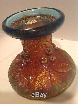 Northwood Acorn Burrs Carnival Glass Punch Bowl Base Aqua Opalescent Very Rare