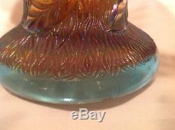 Northwood Acorn Burrs Carnival Glass Punch Bowl Base Aqua Opalescent Very Rare