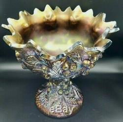 Northwood Acorn Burrs Carnival Glass Punch Bowl with Stand and Cups