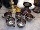 Northwood Amethyst Carnival Glass Grape & Cable Punch Bowl Stand & 5 Cup