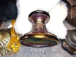 Northwood Amethyst Carnival Glass Grape & Cable Punch Bowl Stand & 5 Cup