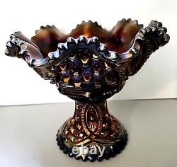 Northwood Amethyst Carnival Glass Punch Fruit Bowl And Base Memphis Pattern