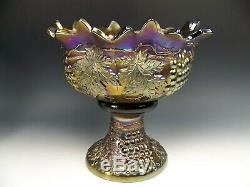 Northwood Amethyst Carnival Glass Punchbowl With Stand Marked