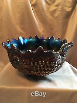 Northwood Antique Cable and Grape Amethyst Punch Bowl no base C. 1910