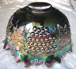 Northwood Antique Carnival Glass GRAPE and CABLE Punch Bowl and Base in Amethyst