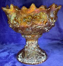 Northwood Carnival Glass Acorn Burrs Marigold Punch Bowl Beautiful