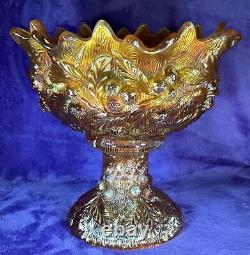 Northwood Carnival Glass Acorn Burrs Marigold Punch Bowl Beautiful