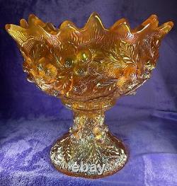 Northwood Carnival Glass Acorn Burrs Marigold Punch Bowl Beautiful