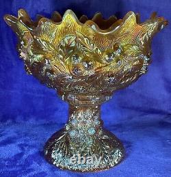 Northwood Carnival Glass Acorn Burrs Marigold Punch Bowl Beautiful