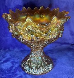 Northwood Carnival Glass Acorn Burrs Marigold Punch Bowl Beautiful