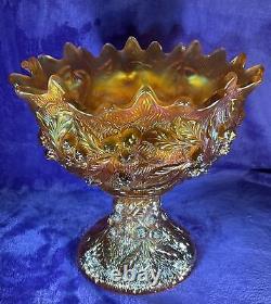 Northwood Carnival Glass Acorn Burrs Marigold Punch Bowl Beautiful