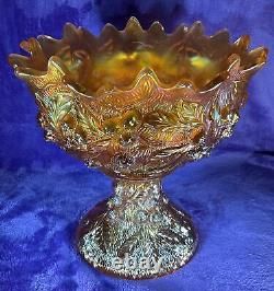 Northwood Carnival Glass Acorn Burrs Marigold Punch Bowl Beautiful