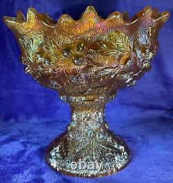 Northwood Carnival Glass Acorn Burrs Marigold Punch Bowl Beautiful