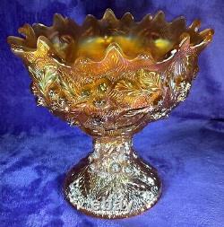 Northwood Carnival Glass Acorn Burrs Marigold Punch Bowl Beautiful