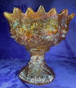 Northwood Carnival Glass Acorn Burrs Marigold Punch Bowl Beautiful