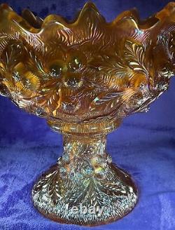 Northwood Carnival Glass Acorn Burrs Marigold Punch Bowl Beautiful